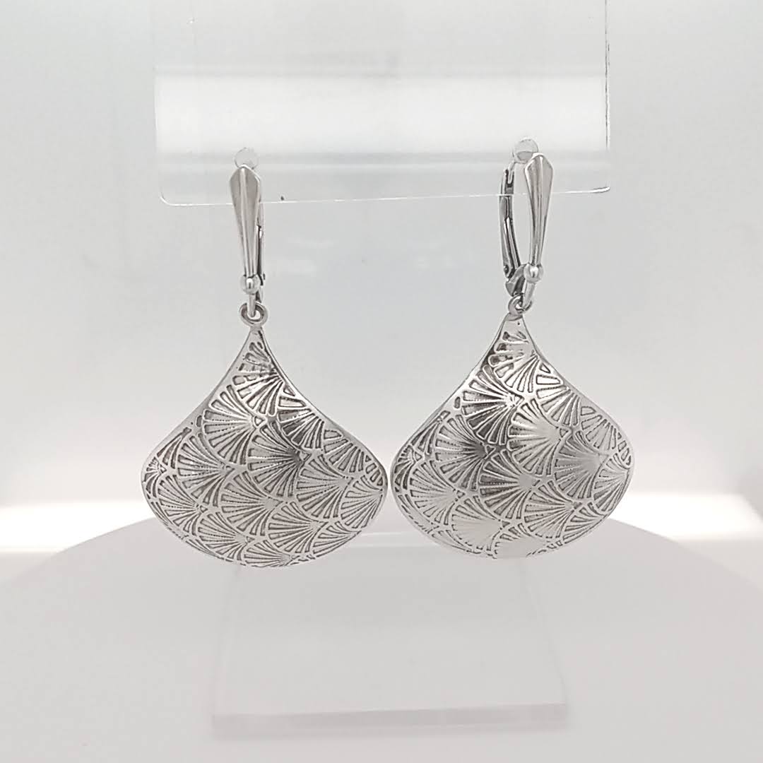 Sterling Silver Teardrop Earrings Etched Texture Limited Edition