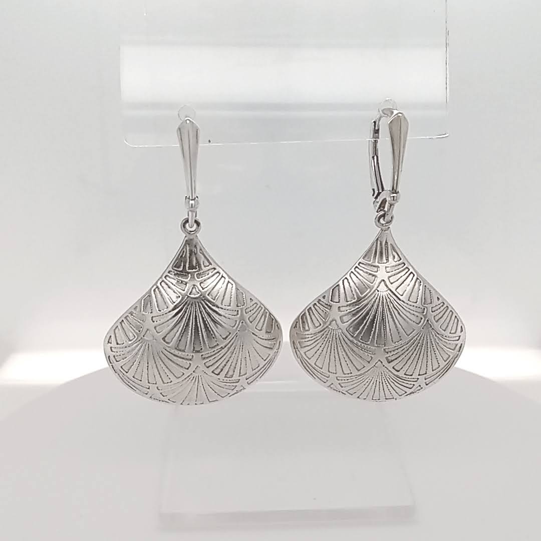 Sterling Silver Teardrop Earrings Etched Texture Limited Edition