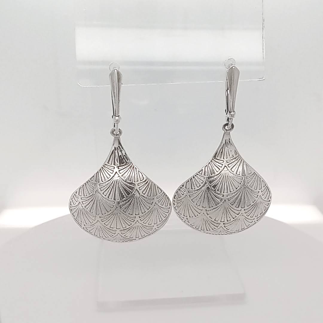 Sterling Silver Teardrop Earrings Etched Texture Limited Edition