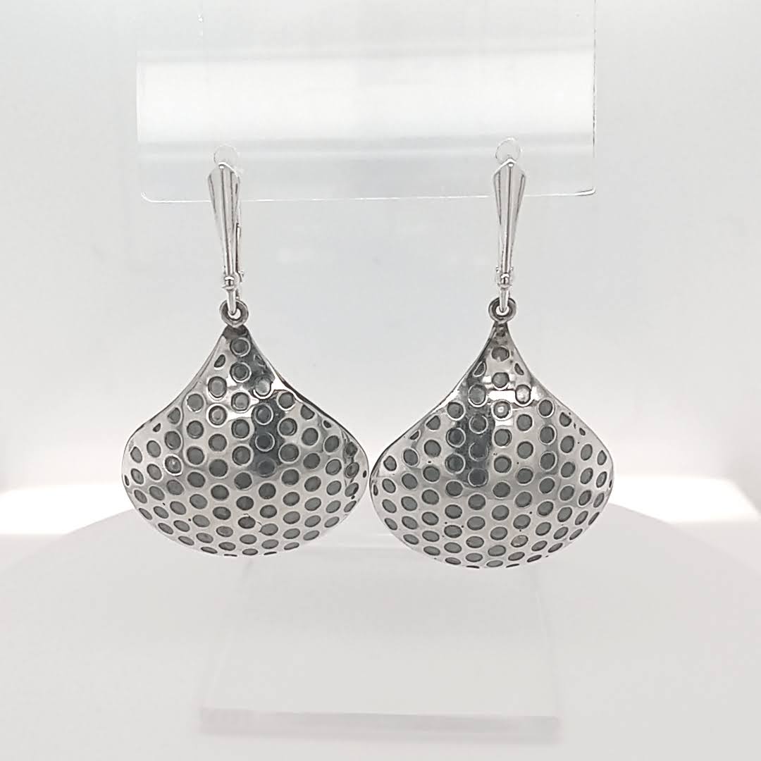 Sterling Silver Teardrop Earrings Etched Texture Limited Edition