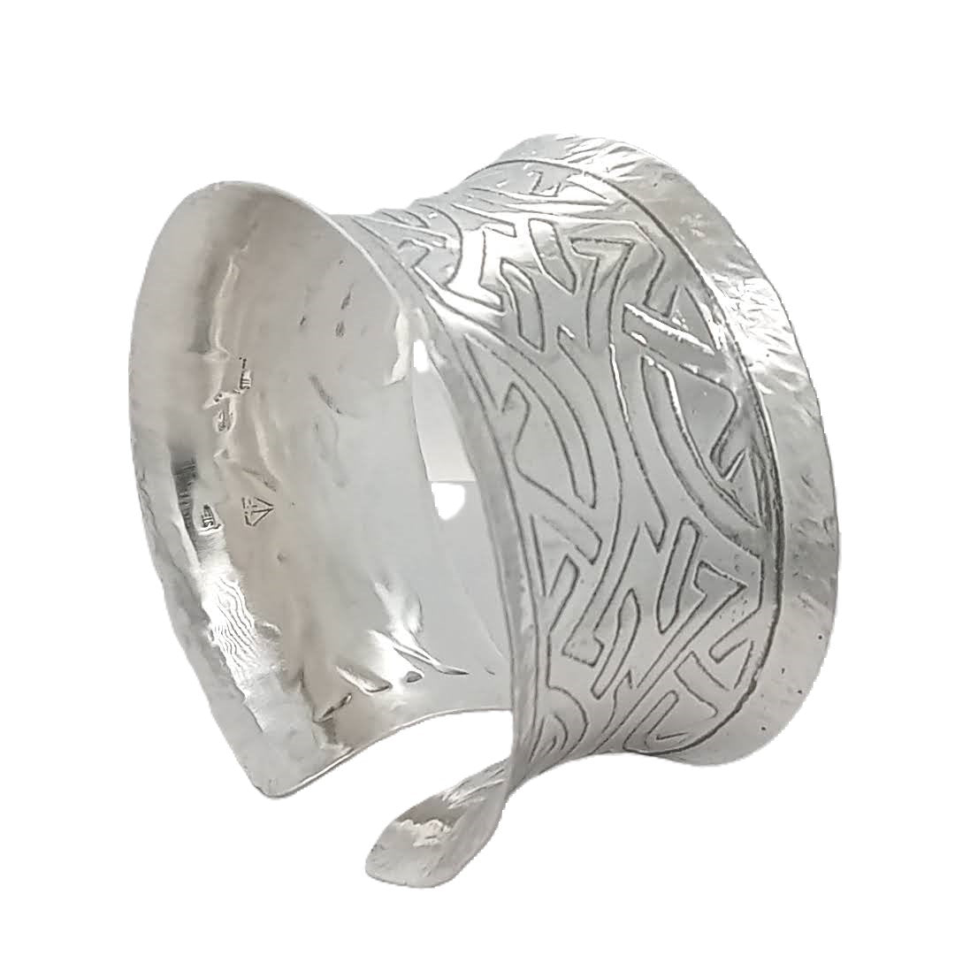Sterling Silver Cuff Celtic etching Handcrafted artisan jewelry Canada