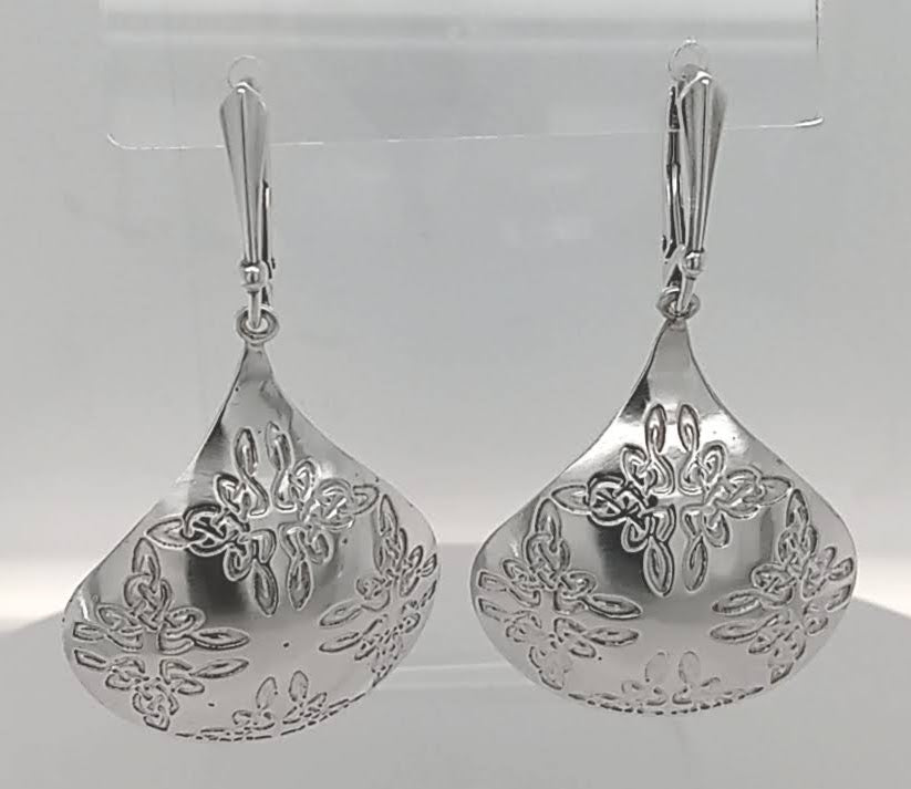 Sterling Silver Teardrop Earrings Etched Texture Limited Edition
