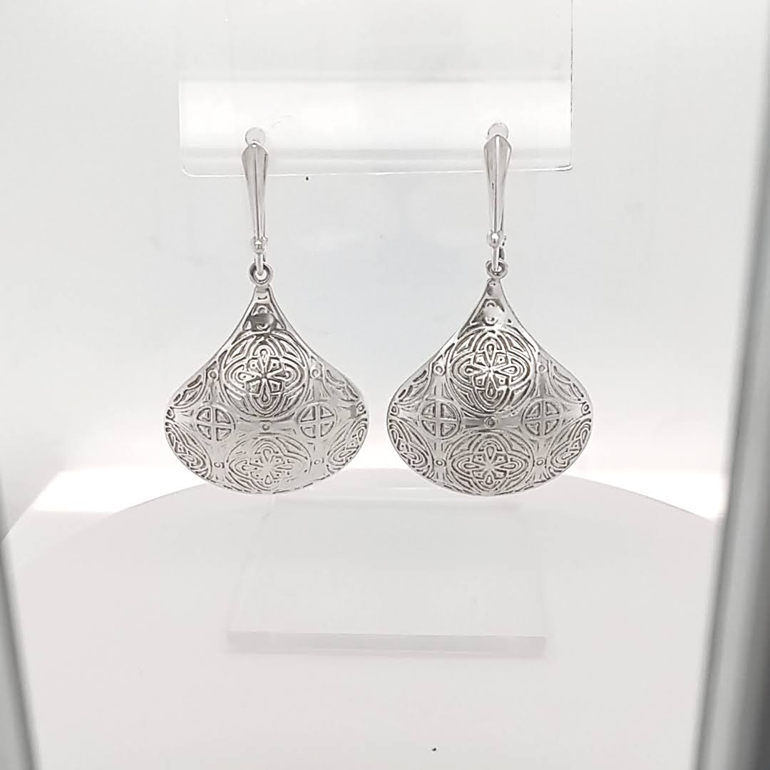Sterling Silver Teardrop Earrings Etched Texture Limited Edition