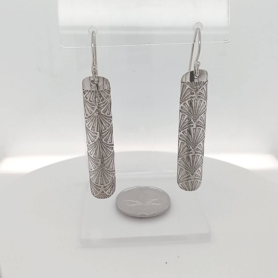 Earring, Create Compliments®, sterling silver, 34mm hammered open