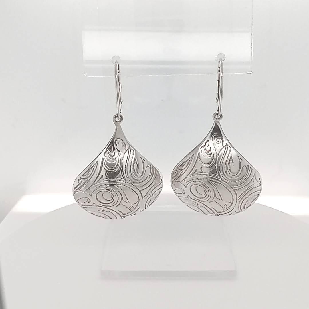 Sterling Silver Teardrop Earrings Etched Texture Limited Edition