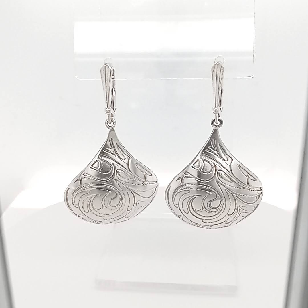 Sterling Silver Teardrop Earrings Etched Texture Limited Edition
