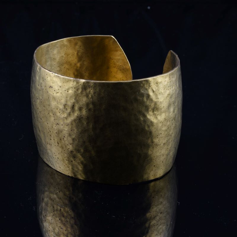 wide bronze cuff bracelet with texture
