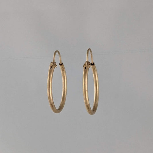 Machine fabricated hinged hoop earrings 14/20 Gold-Filled 15mm hollow tube lightweight economical GemRapture Jewellery