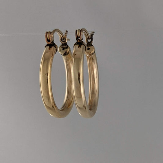 Machine fabricated hinged hoop earrings 14/20 Gold-Filled 22mm hollow tube lightweight economical GemRapture Jewellery