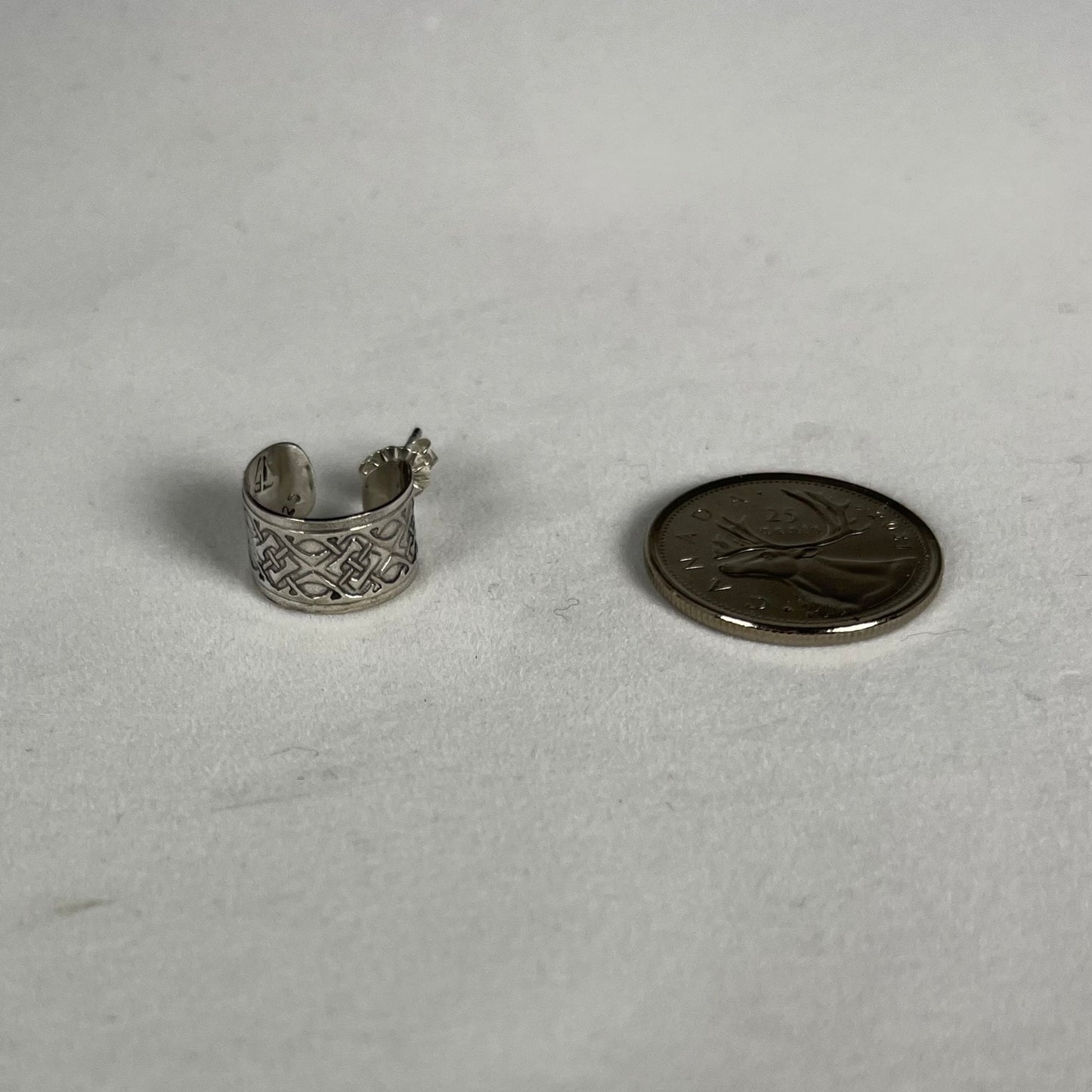 Etched Sterling Silver Mini Hoop Earring