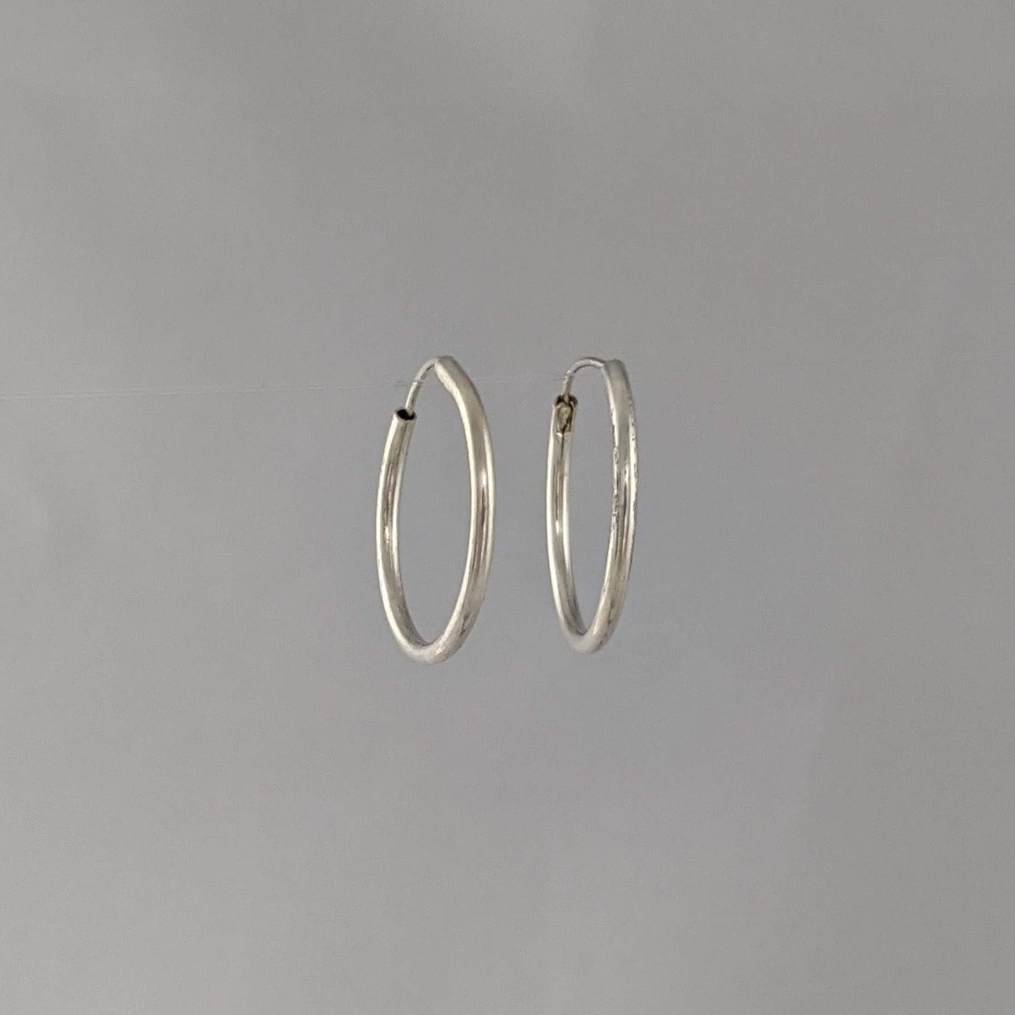Machine fabricated hinged hoop earrings sterling Silver 16mm hollow tube lightweight economical GemRapture Jewellery
