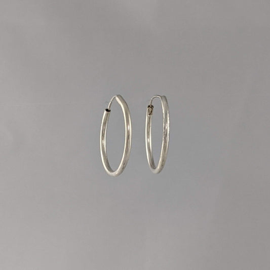Machine fabricated hinged hoop earrings sterling Silver 16mm hollow tube lightweight economical GemRapture Jewellery