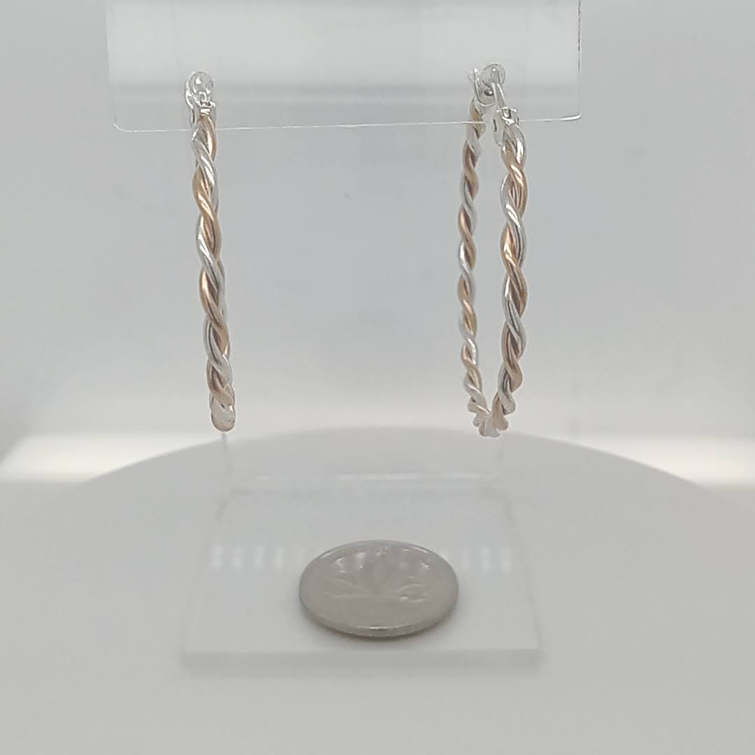 Sterling Silver 14kt Goldfill Hinged Hoop Earrings twisted with handmade hinged posts GemRapture Jewellery Canadian handmade artisan jewelry