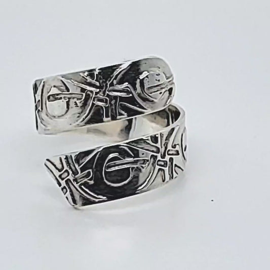 Sterling Silver Ring Endless XOXO Easy On/Off Wrapping Band Adjustable Size 7-8.5
