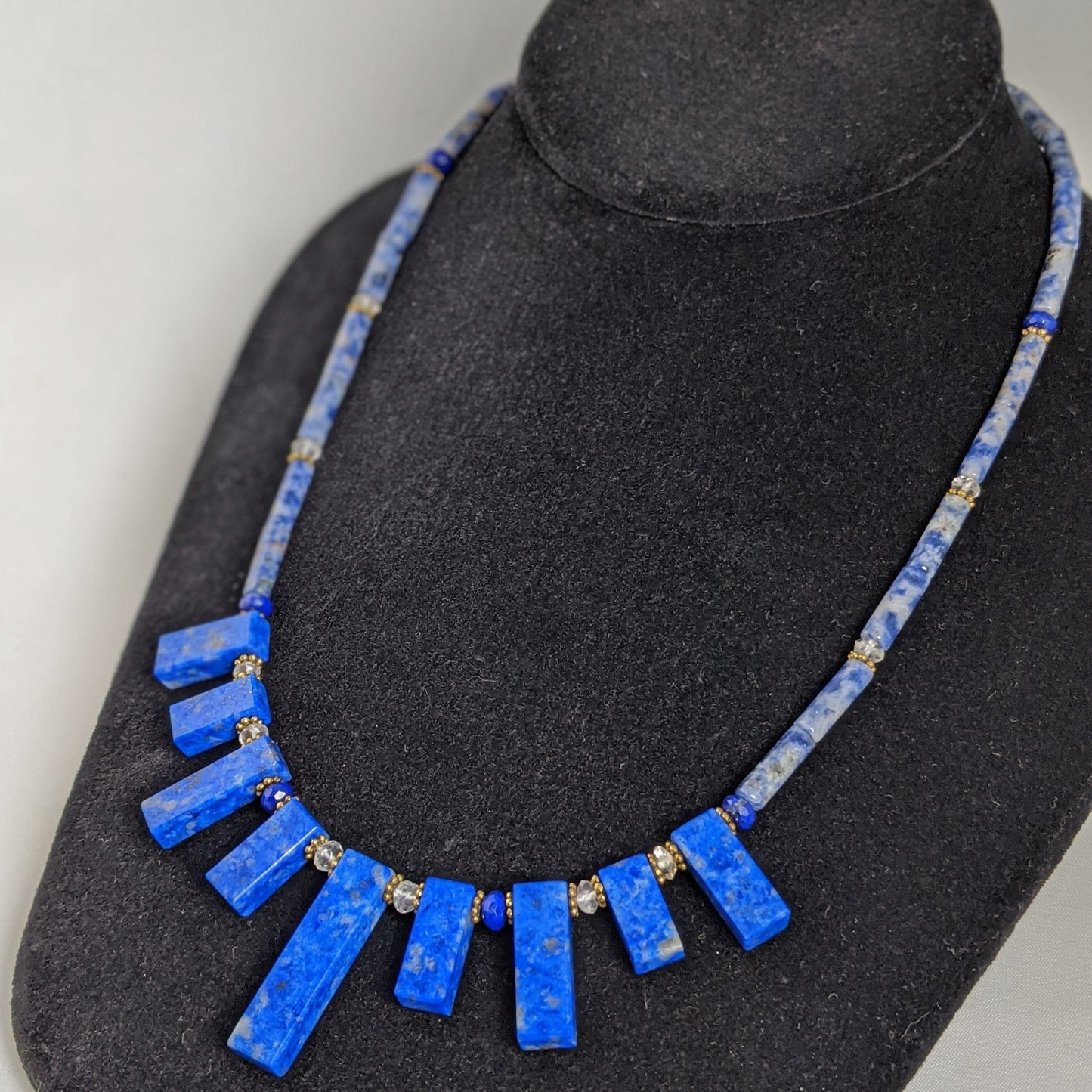 Lapis Fan Necklace and Earring set
