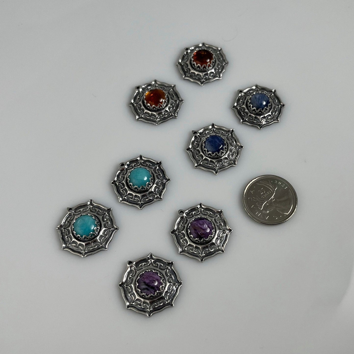 Blue Kyanite Wheel Pattern Earrings