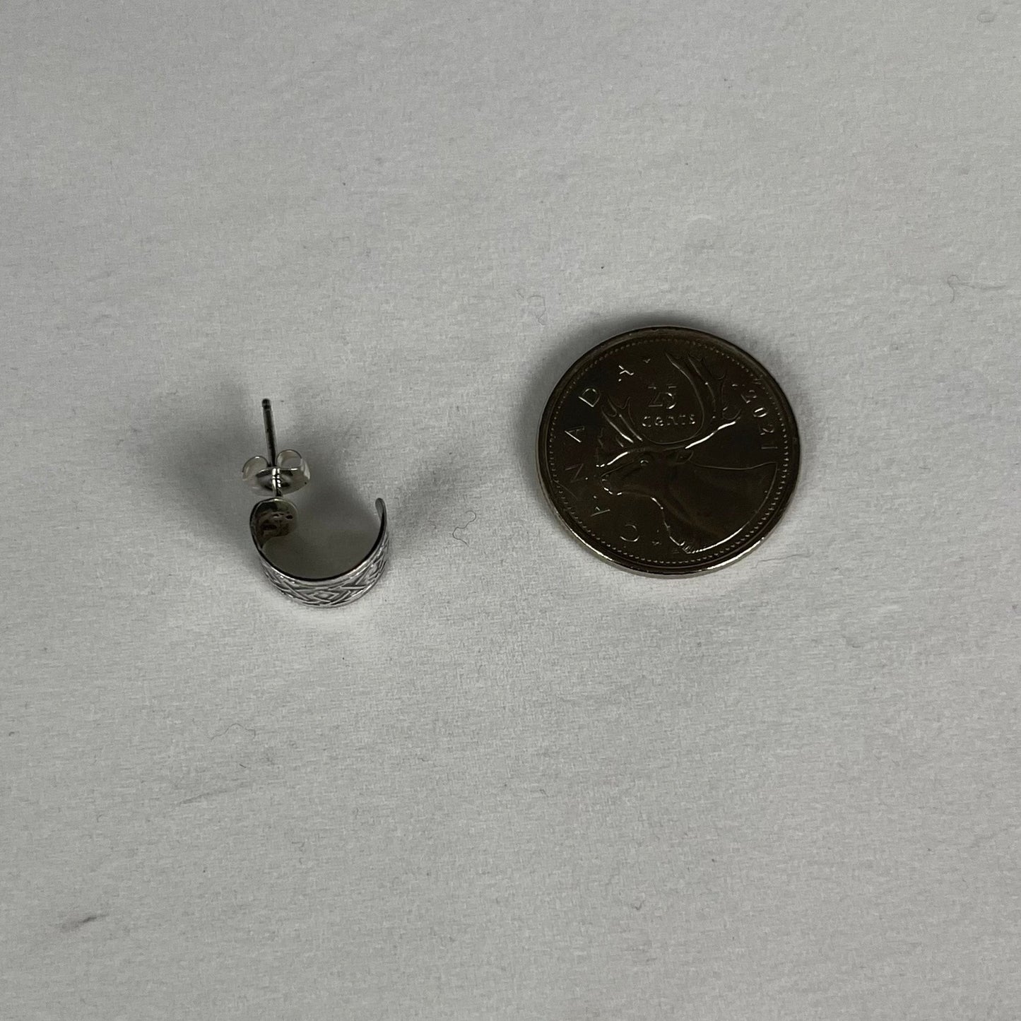 Etched Sterling Silver Mini Hoop Earring
